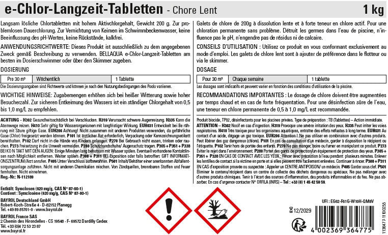 Bellaqua Chlore Lent en galets 200g